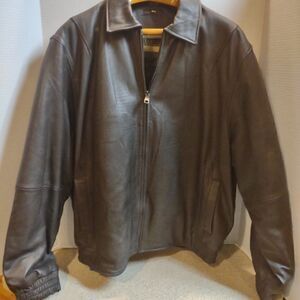 Vintage Men's Bomber Jacket Brown Leather Size XL